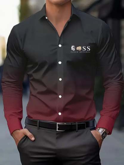 Men's Business Striped Lapel Shirt