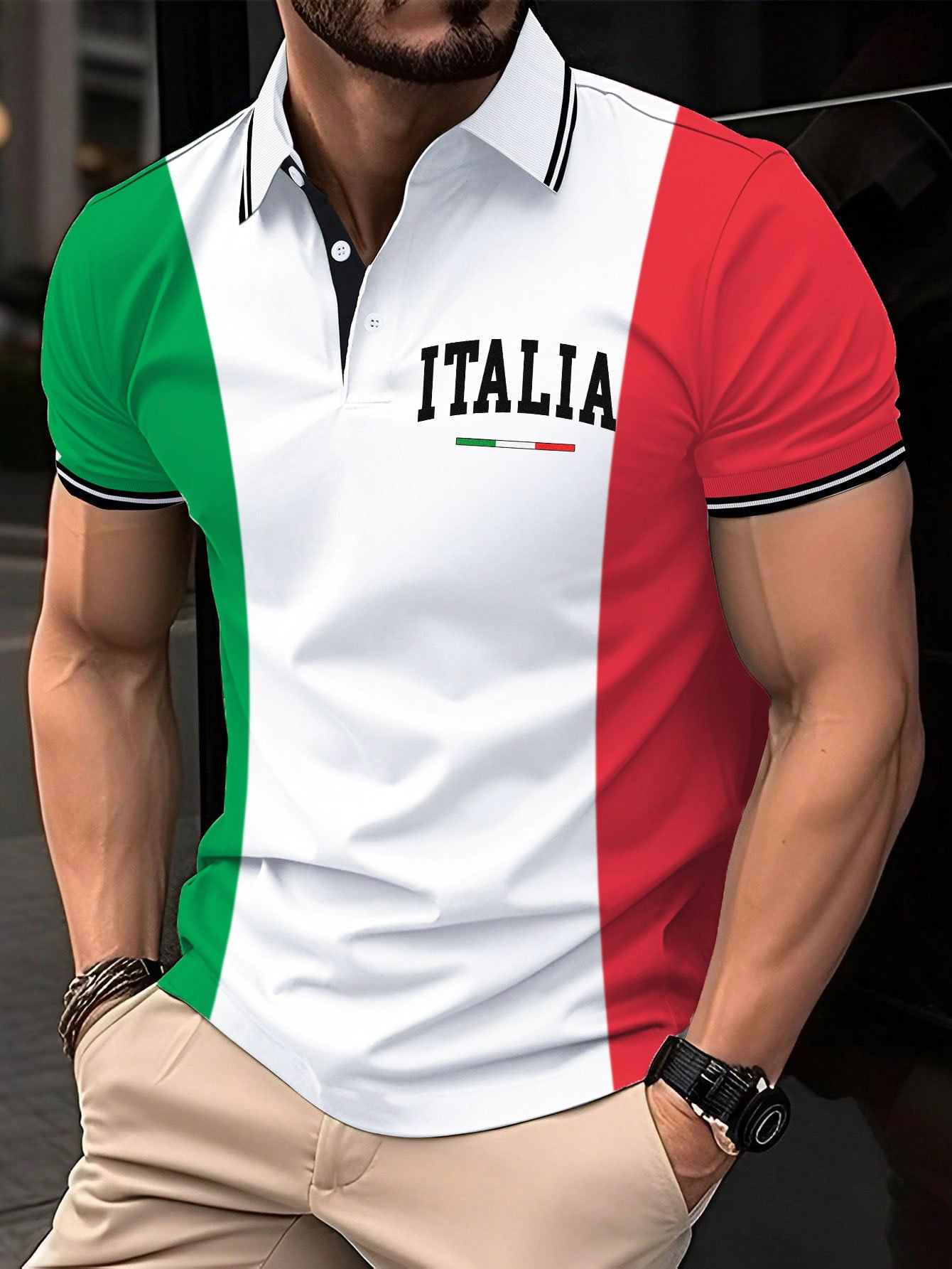 Men's "Italy" printed polo shirt