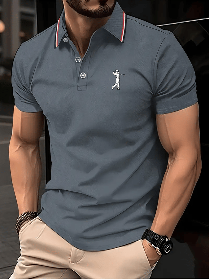 Men's Golf Casual Printed Casual Polo Shirt
