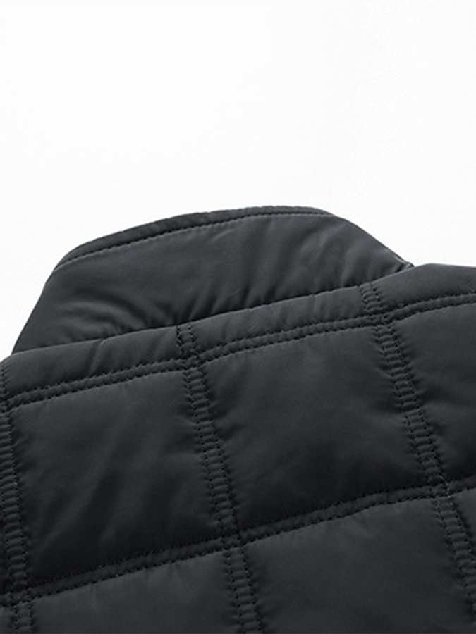 Men's Vintage Plaid Cotton Waffle Patchwork Casual Cotton Jacket