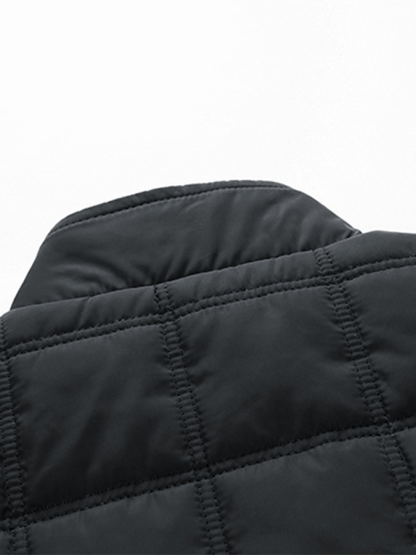 Men's Vintage Plaid Cotton Waffle Patchwork Casual Cotton Jacket