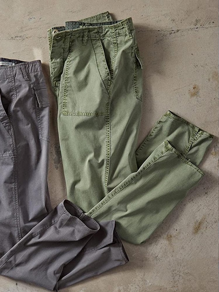 Men's Vintage Outdoor Sports Solid Pocket Trousers