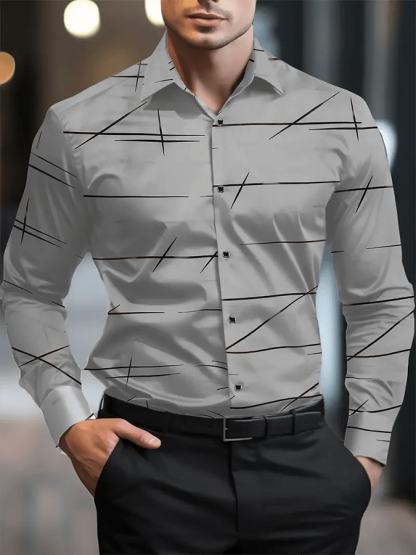 Men's Geometric Business Casual Shirt