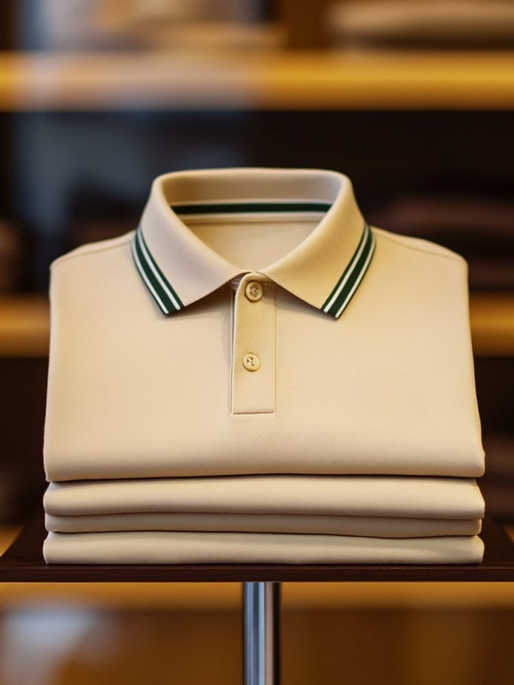 Men's Classic Business Logo Button Short Sleeve Polo Shirt