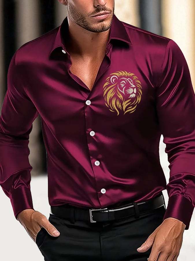 Men's Fashion Business Luxury Design Printed Long Sleeve Shirt