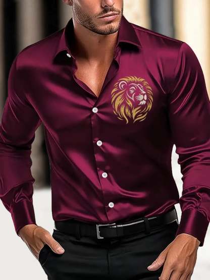 Men's Fashion Business Luxury Design Printed Long Sleeve Shirt