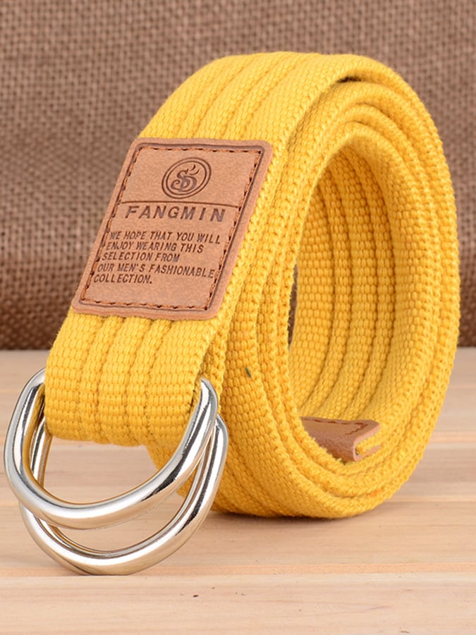 Men's Casual Canvas Woven Double Buckle Belt