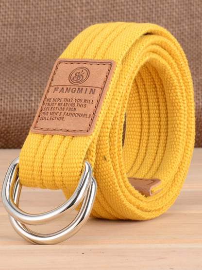 Men's Casual Canvas Woven Double Buckle Belt