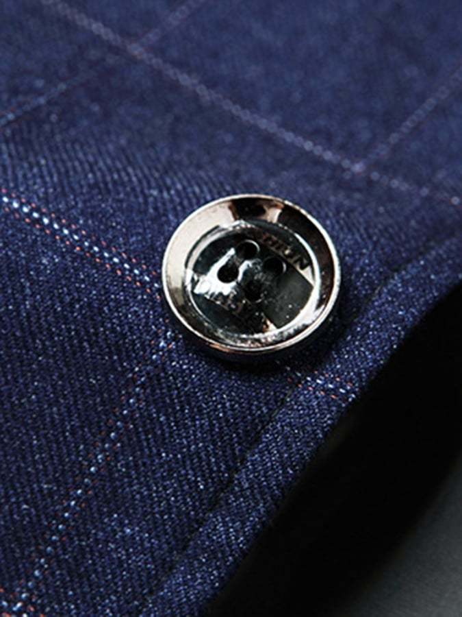 Men's Work Office Notched Collar Plaid Regular Fit Blazer