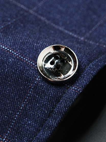 Men's Work Office Notched Collar Plaid Regular Fit Blazer