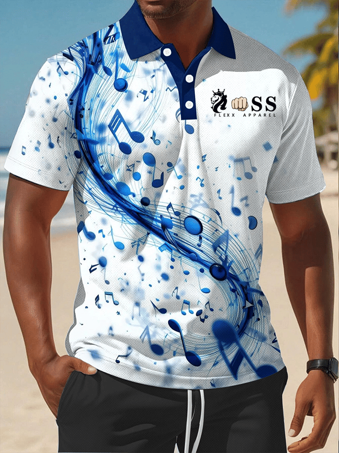 Men's Retro Letter Design Printed Casual Comfortable And Breathable Polo Shirt