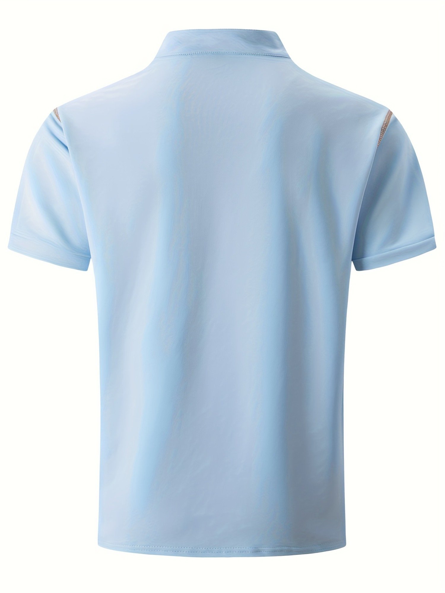 Men's Business Casual Striped Logo Button Short Sleeve Polo Shirt