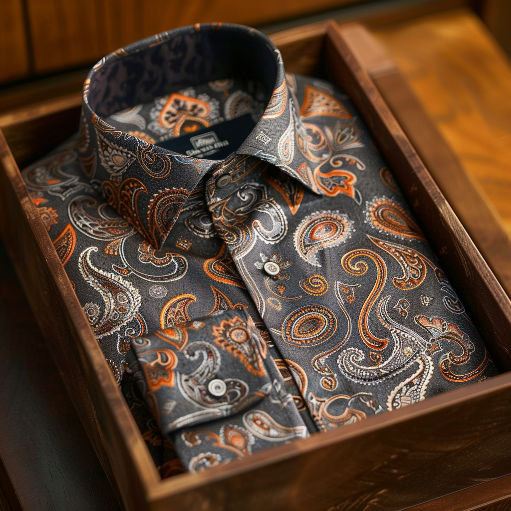 Self-designed business casual printed shirt