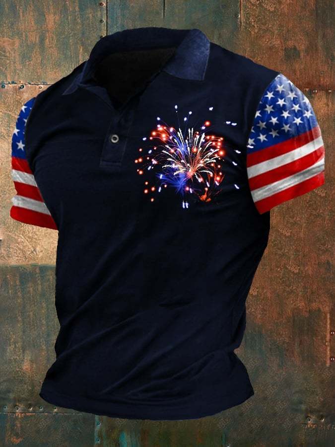 Men's Independence Day Flag Short Sleeve Polo Shirt