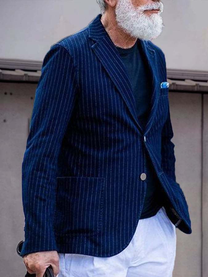 Men's Business Casual Slim Fit Striped Suit Jacket