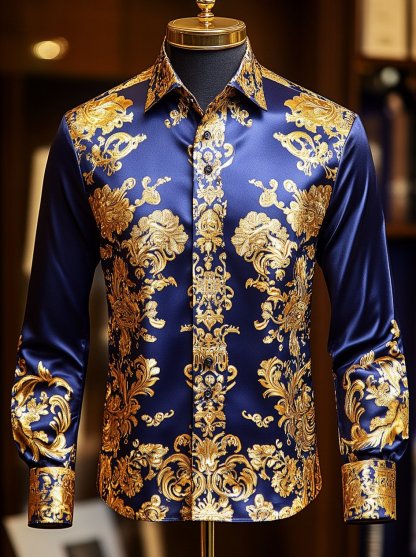 Men's Luxury Long-sleeved Shirt with Beast Print