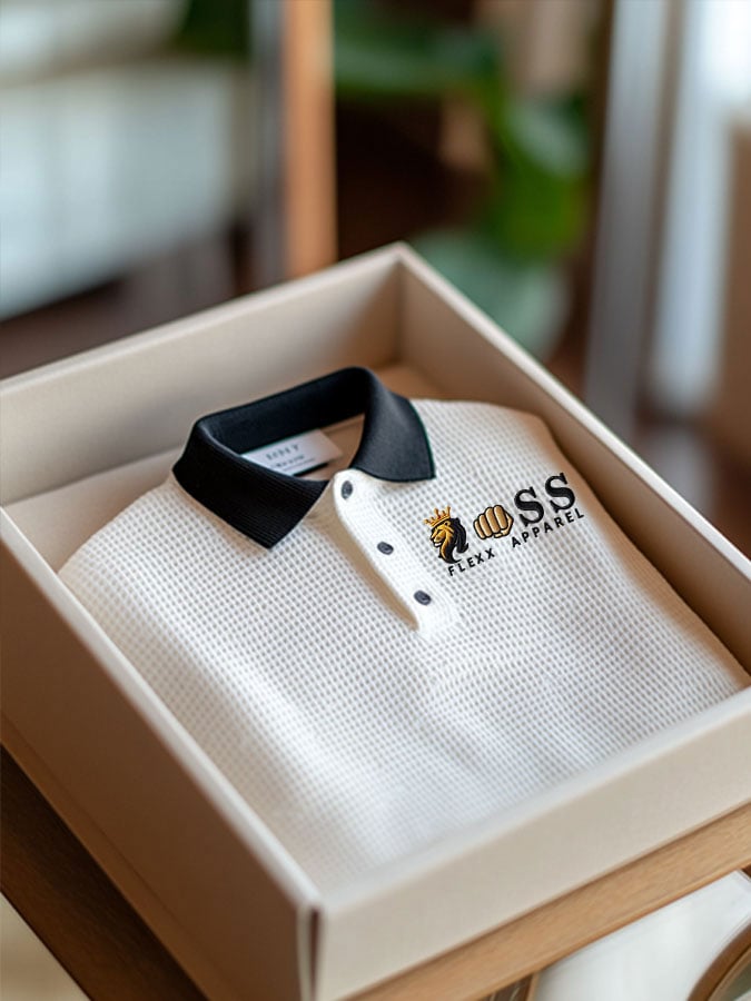 Men's Fashion Business Style Letter Printed Waffle Casual POLO Shirt