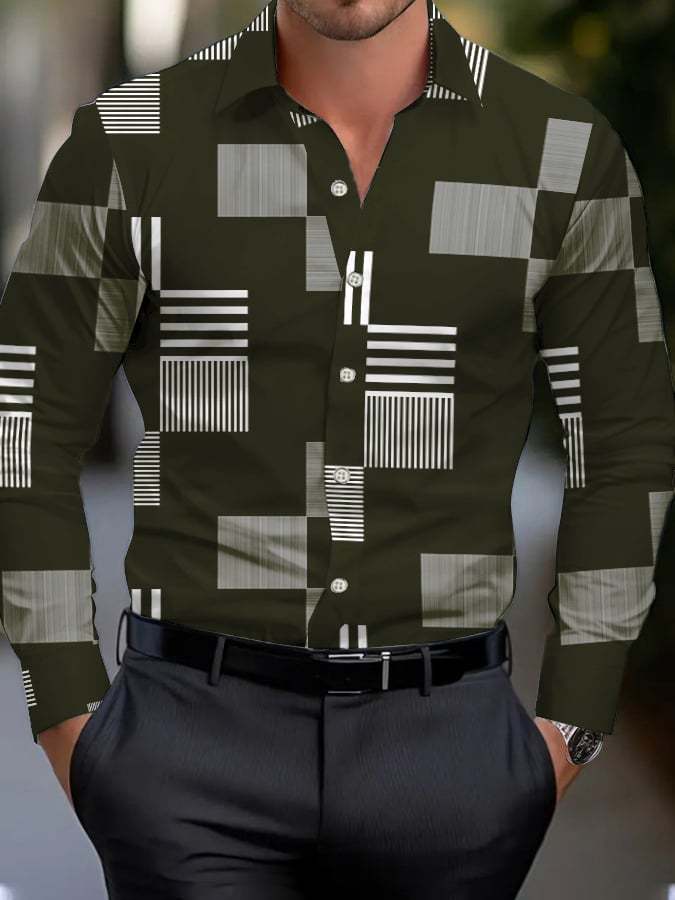 Men's Geometric Print Business Shirt