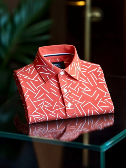 Men's Business Casual Fish Embroidered Button Short Sleeve Polo Shirt