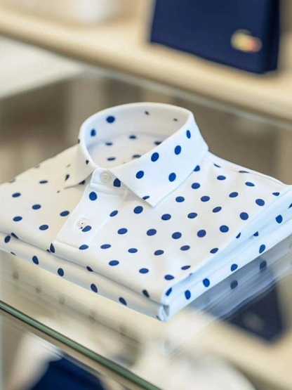 Men's Classic Business Logo Button Short Sleeve Polo Shirt