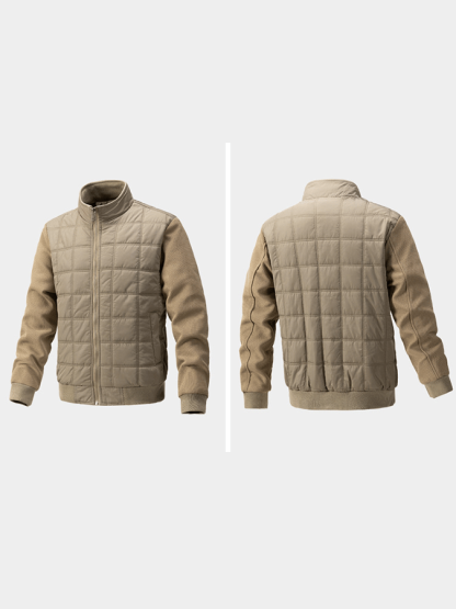 Men's Vintage Plaid Cotton Waffle Patchwork Casual Cotton Jacket