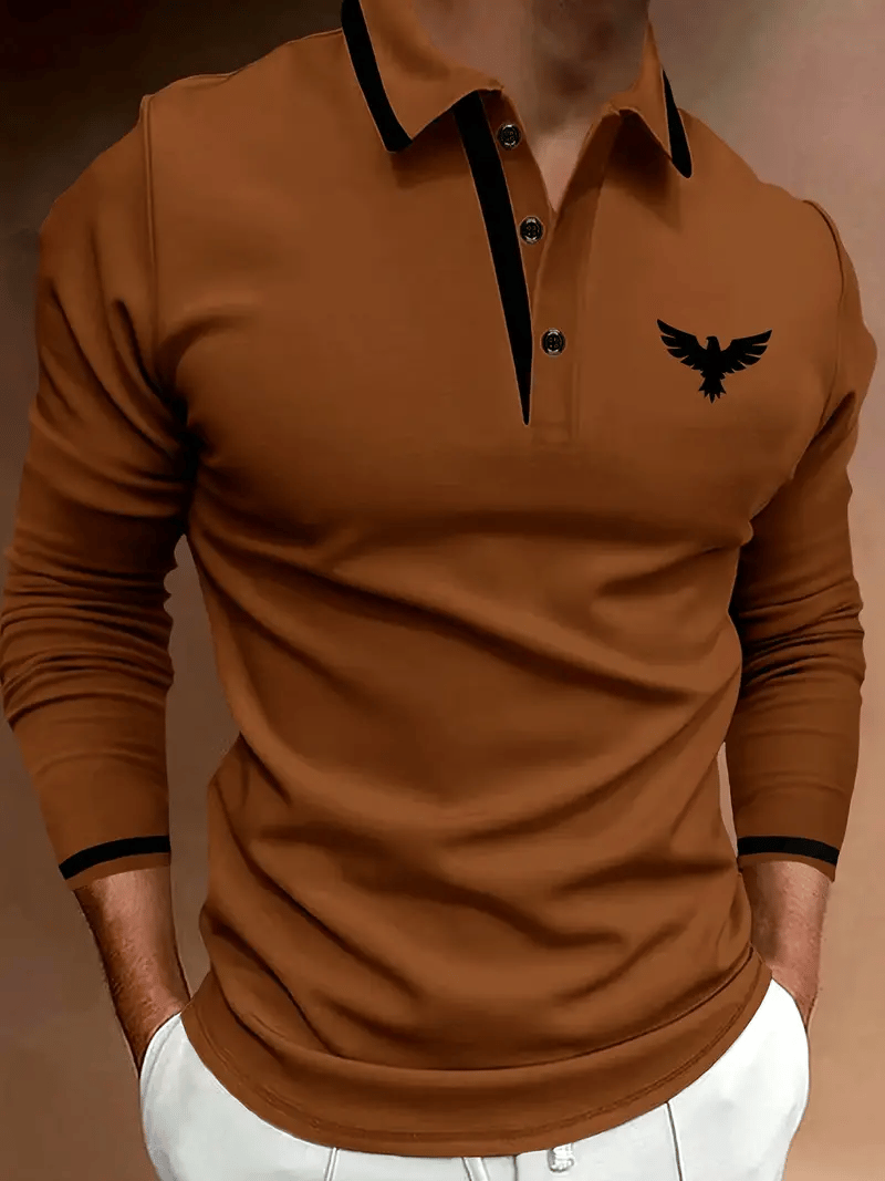 Men's Business Casual Striped Button-Down Polo