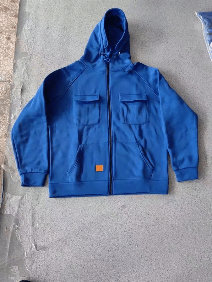 Men's Vintage Double Pocket Solid Color Comfort Zip Cardigan Jacket