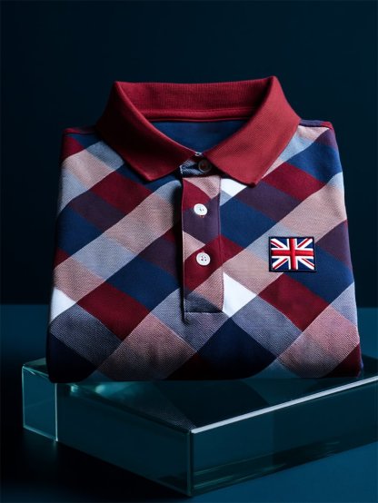 Men's Business Casual Union Jack Button Short Sleeve Polo Shirt