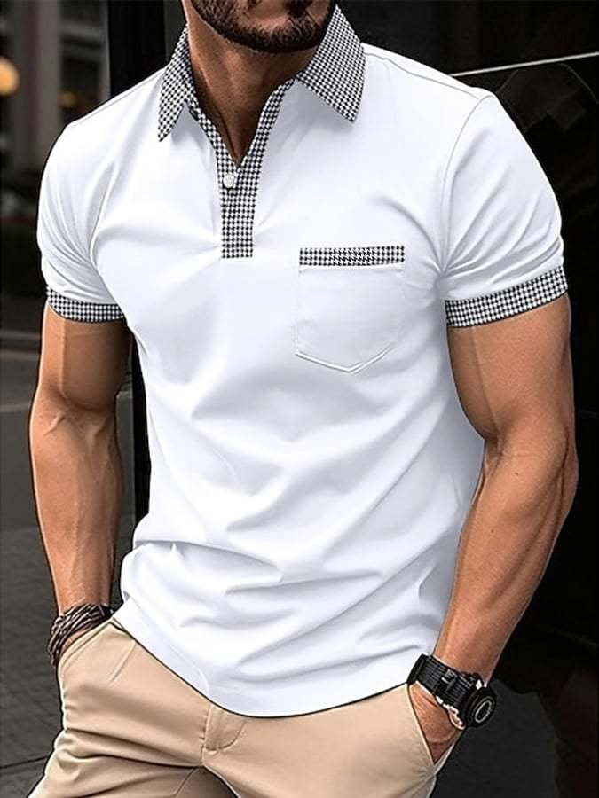 Printed Lapel Pullover Casual Polo Shirt