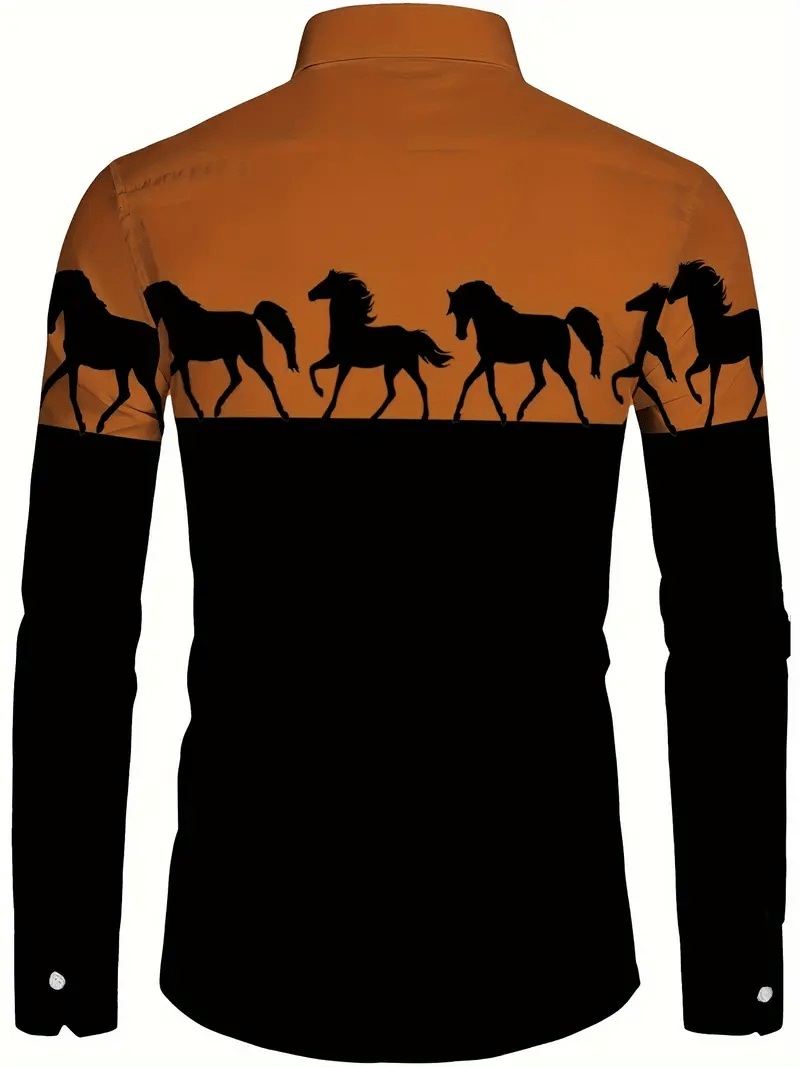 Men's Casual Striped Long Sleeve Lapel Shirt