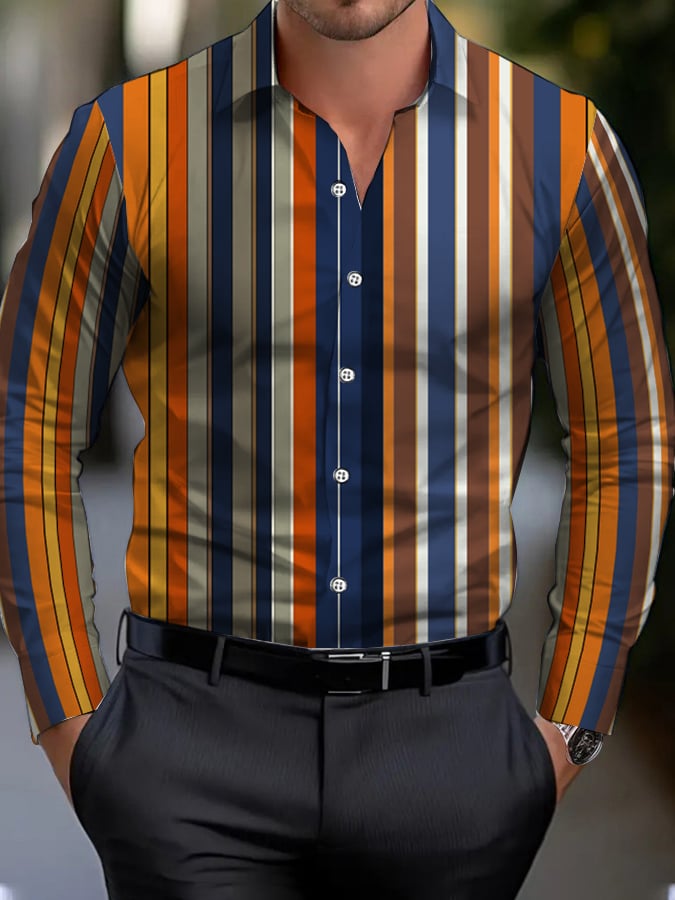 Men's Business Casual Striped Shirt