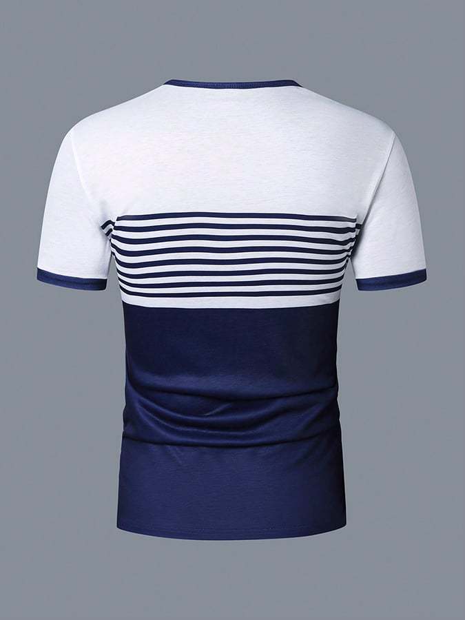 Men's Fashion Letter Print Henley Neck T-Shirt