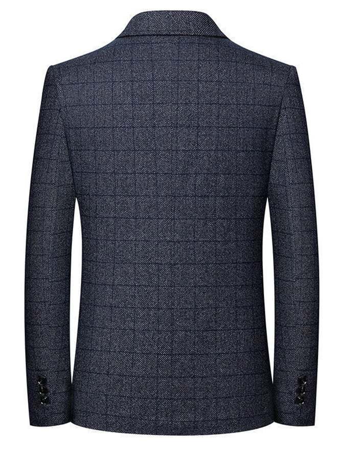 Men's Work Office Notched Collar Plaid Regular Fit Blazer