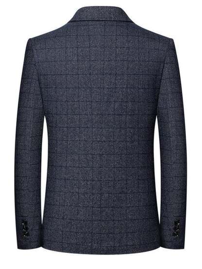 Men's Work Office Notched Collar Plaid Regular Fit Blazer