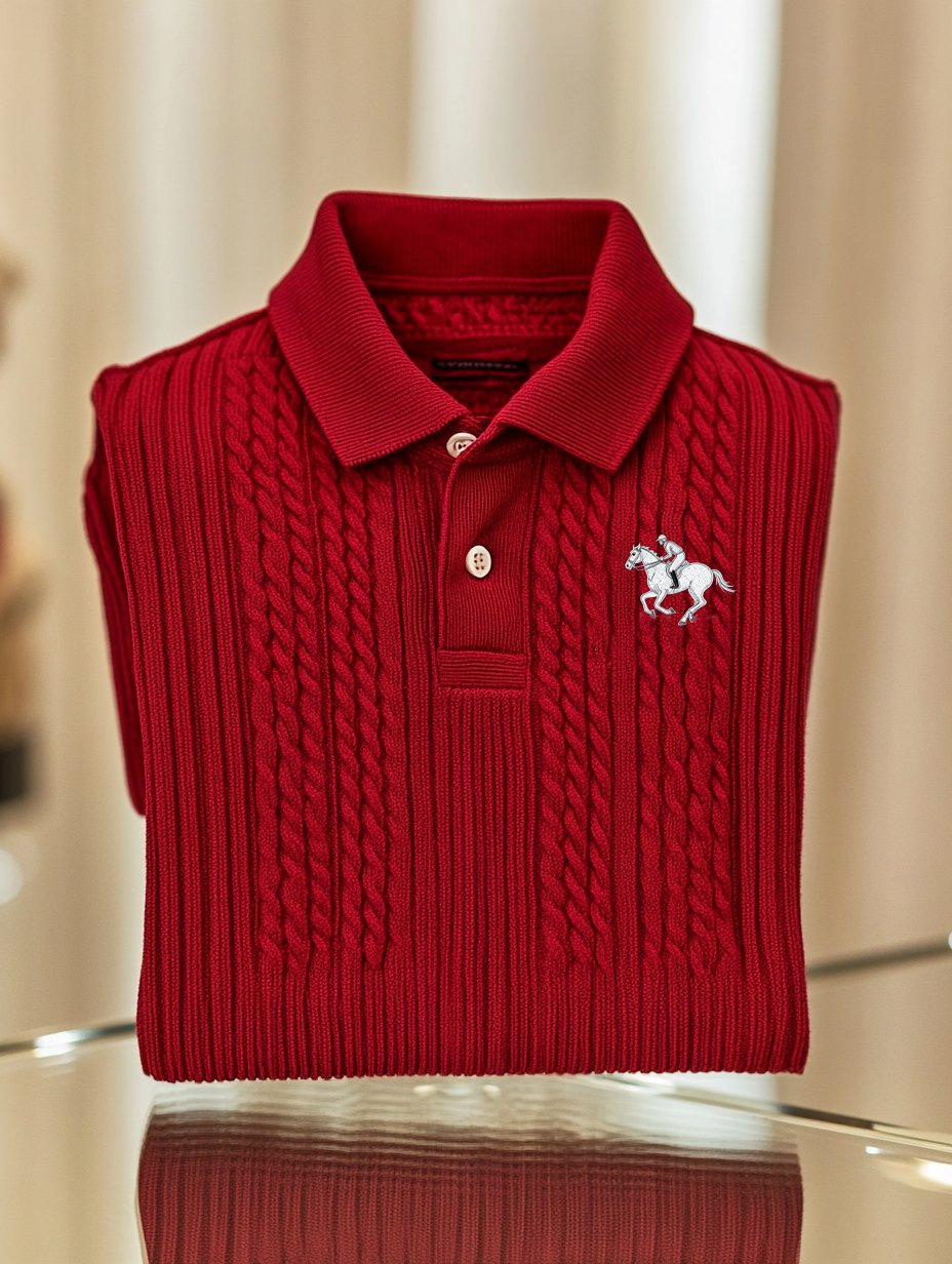 Men's Business Logo Print Long Sleeve Polo Shirt
