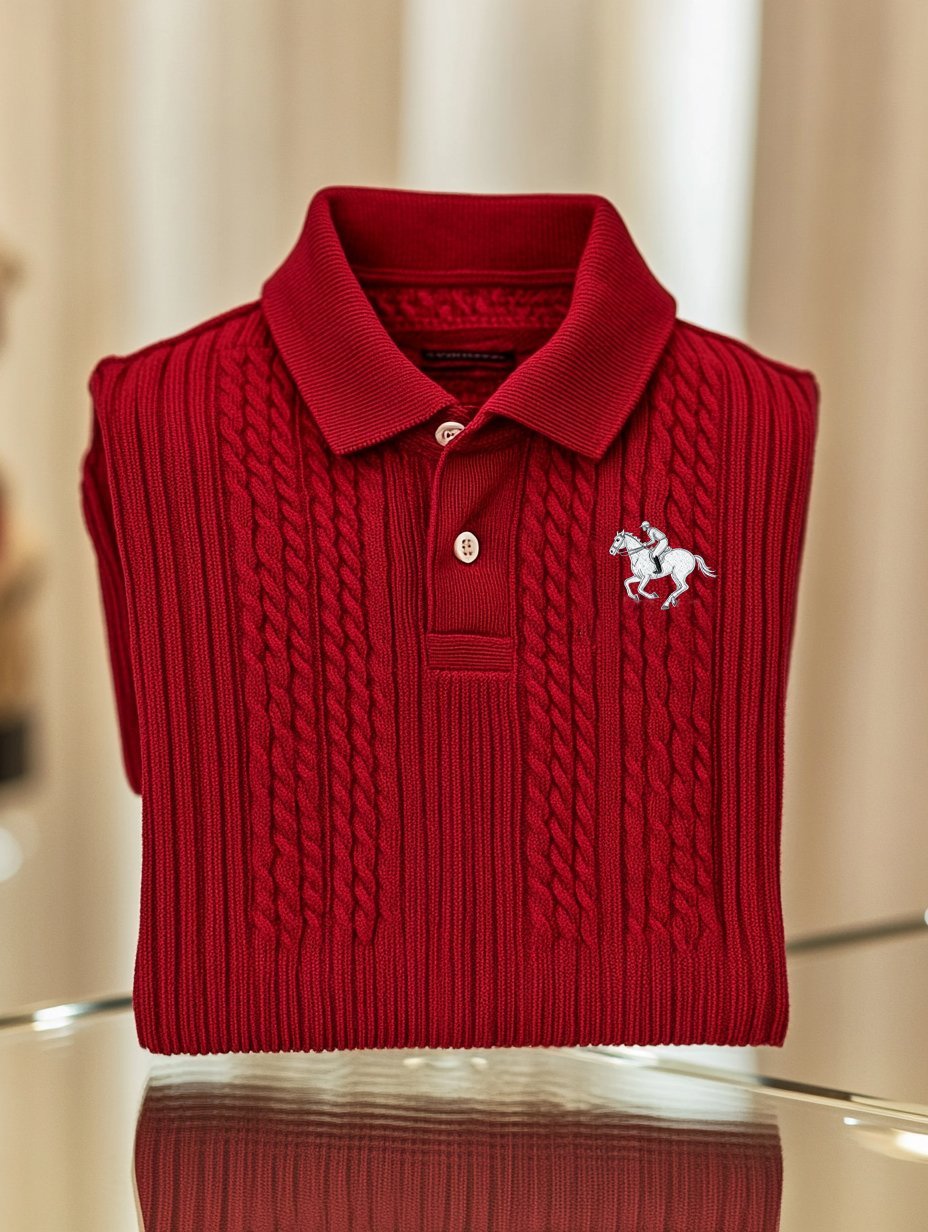 Men's Business Logo Print Long Sleeve Polo Shirt
