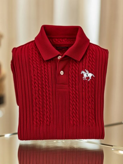 Men's Business Logo Print Long Sleeve Polo Shirt