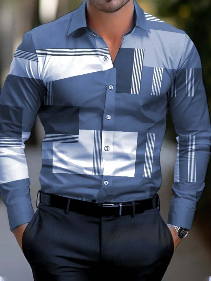 Men's Geometric Print Business Shirt