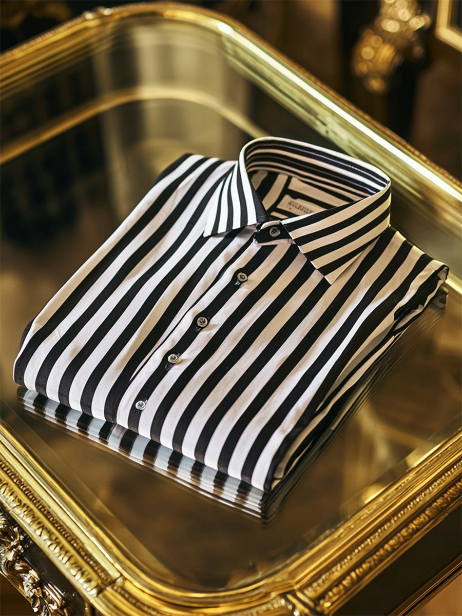 Men's Business Casual Stripe Long Sleeve Shirt