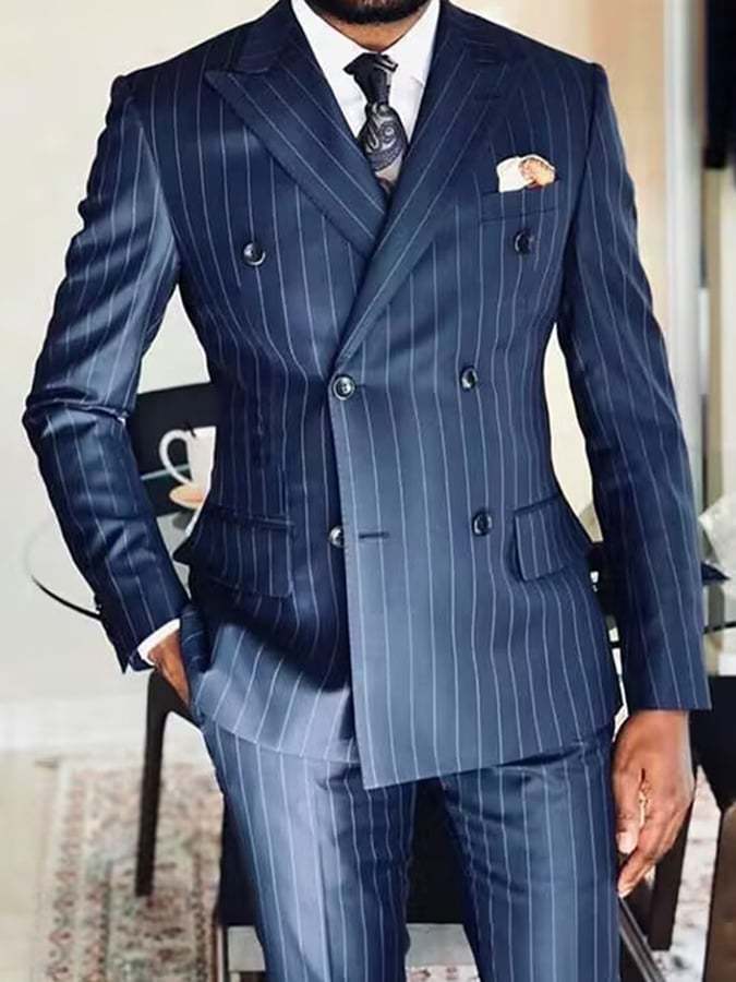 Men's Business Double Breasted Side Suit Two-Piece Suit
