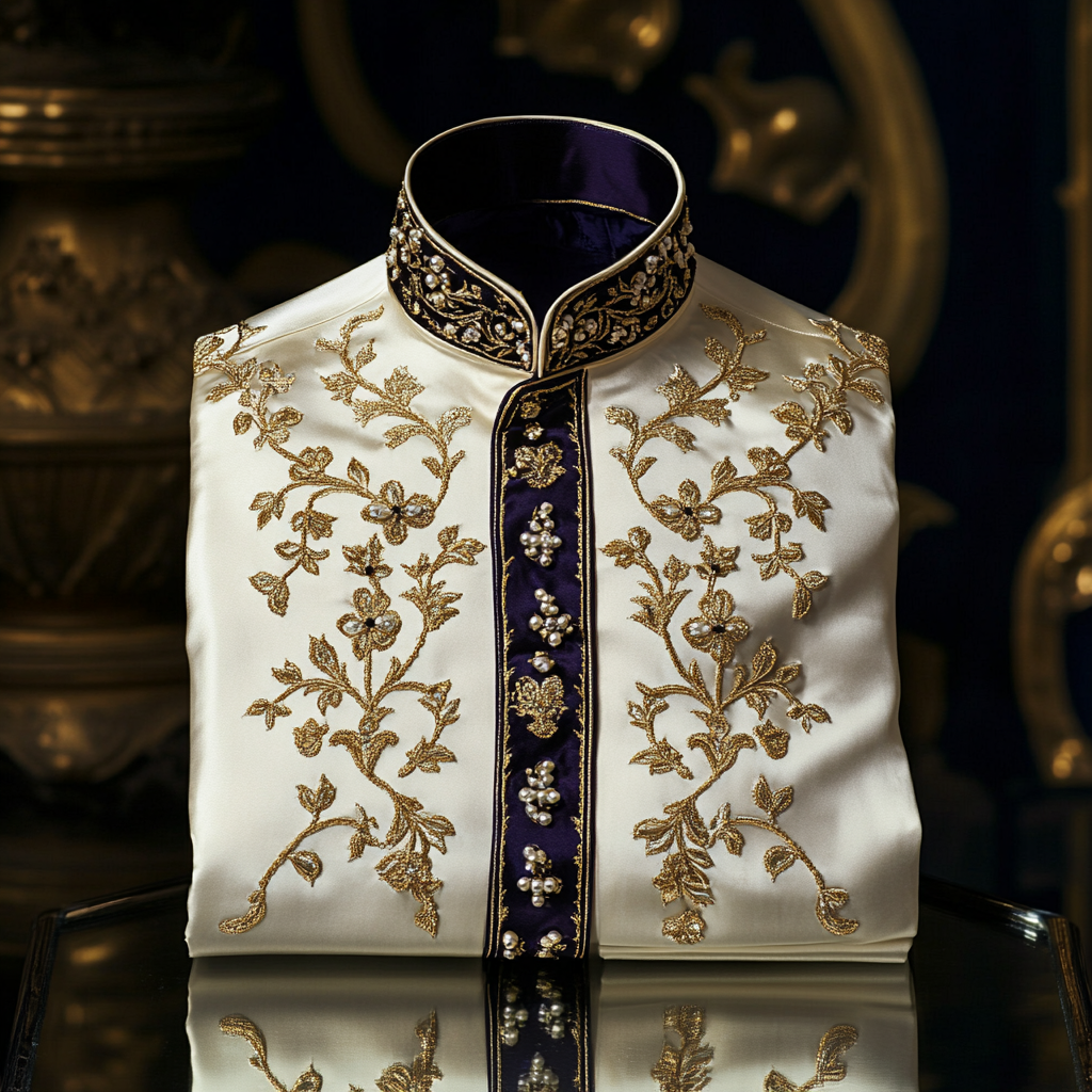 Luxurious and high-end Men's stand collar shirt floral patterns impecc