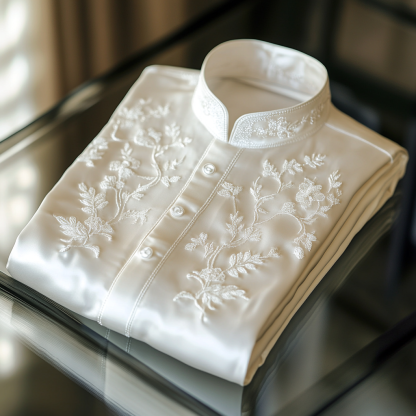 Luxurious and high-end Men's stand collar shirt floral patterns impeccable craftsmanship business leisure vacation long sleeve shirt