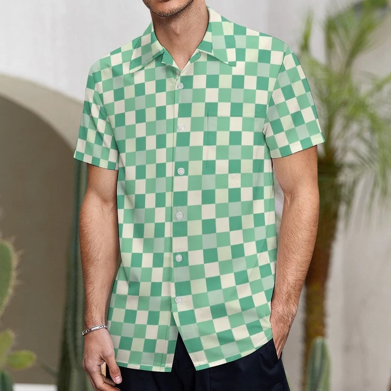 Green Checkered Button Down Shirt