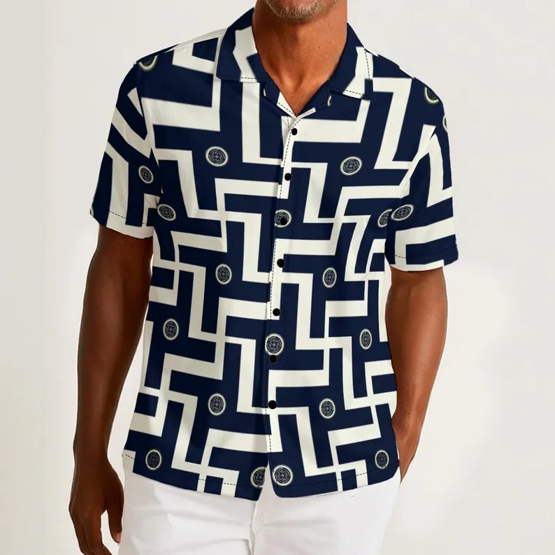 Men's Geometric Print Button Down Shirt