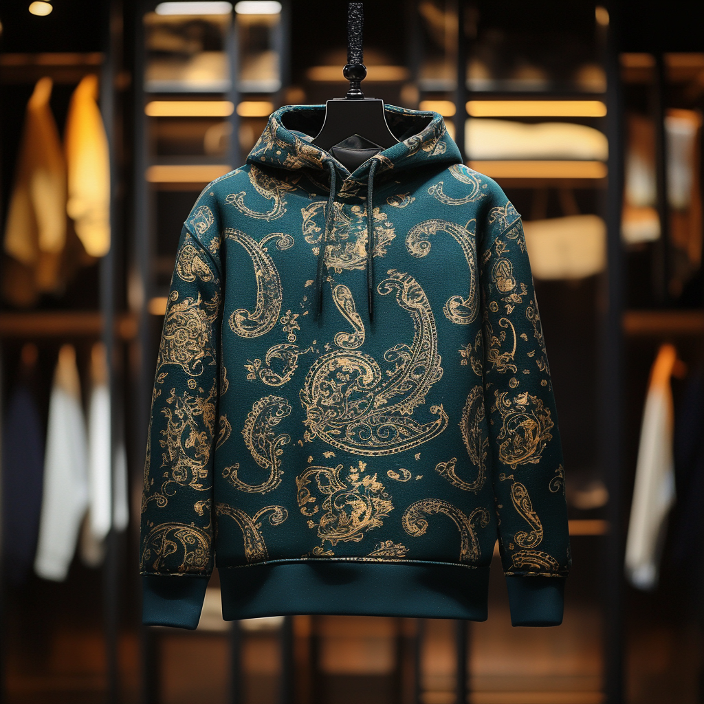 Green Paisley Art Print Hoodie Men