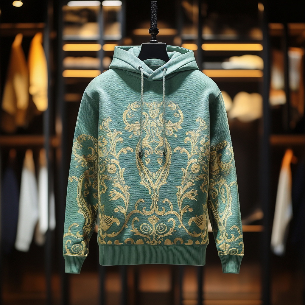 Green Paisley Art Print Hoodie Men