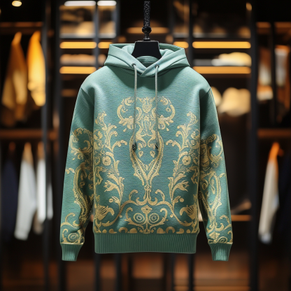 Green Paisley Art Print Hoodie Men
