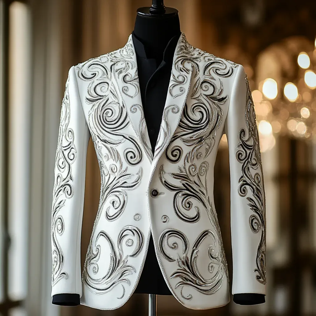 Unique embroidery business gentleman casual Men's Luxury Business Casu