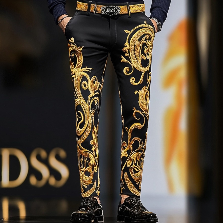 High elastic fabric luxury business casual men's fashion trousers