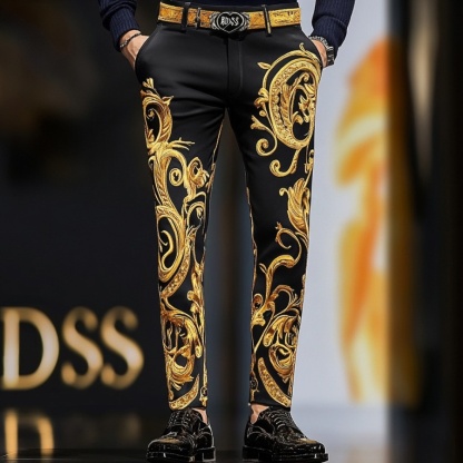 High elastic fabric luxury business casual men's fashion trousers